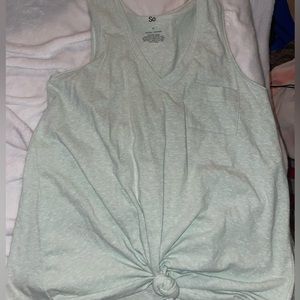 Light green, front knot, tank top.
